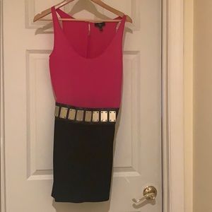Aqua hot pink and black mini dress